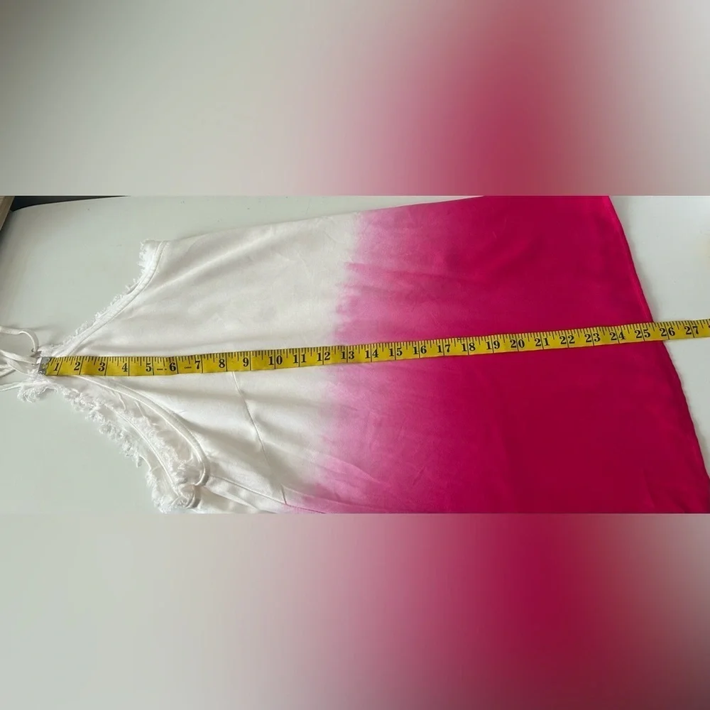 NWOT WHITE BIRTH RASPBERRY SORBET OMBRÉ LOOSE FIT TANK, RAW/FRAYED EDGE, 3X